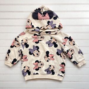 H&M x DISNEY EUC/LN Girls Minnie Mouse Ears Hoodie Pullover Sweatshirt